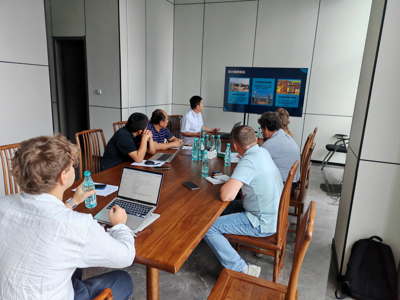 Petrochemical engineering and refinery project review meeting Russian clients and Chinese engineers review refinery process and equipment cases